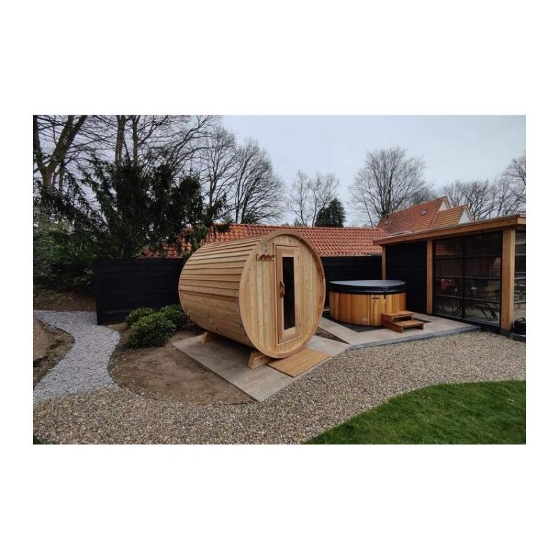 Barrel Sauna Red Cedar Knotty Ø 183 x L 183 cm 