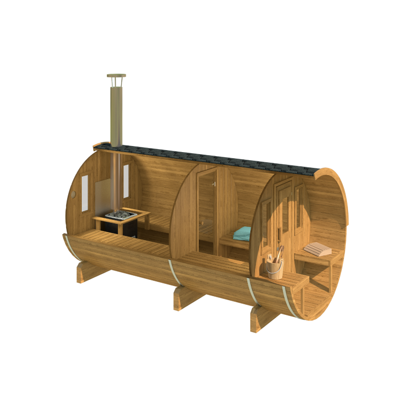 KAJA 400 T Barrel Sauna with Porch