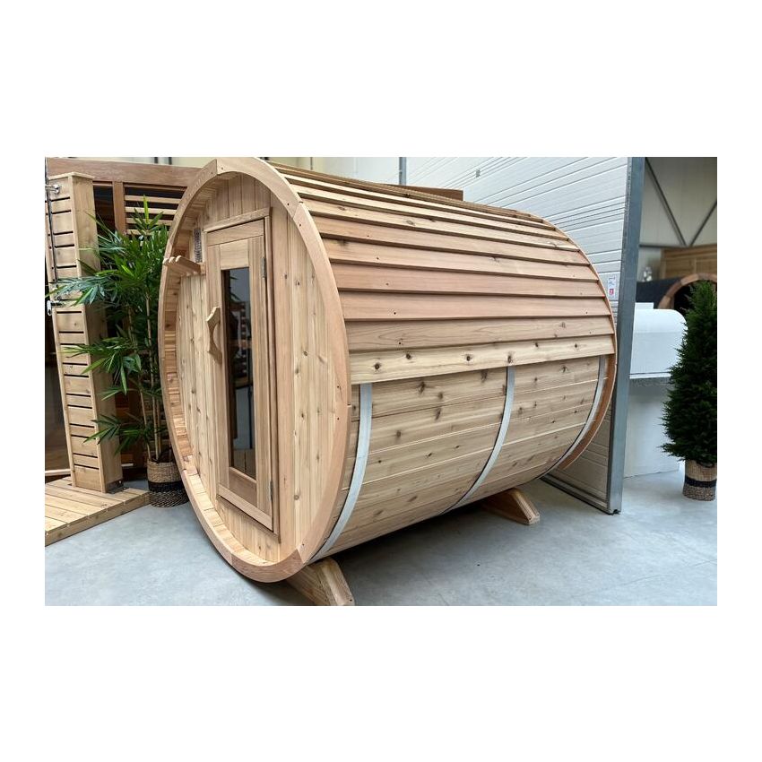 Barrel Sauna Red Cedar Knotty Ø 213 x L 213 cm 