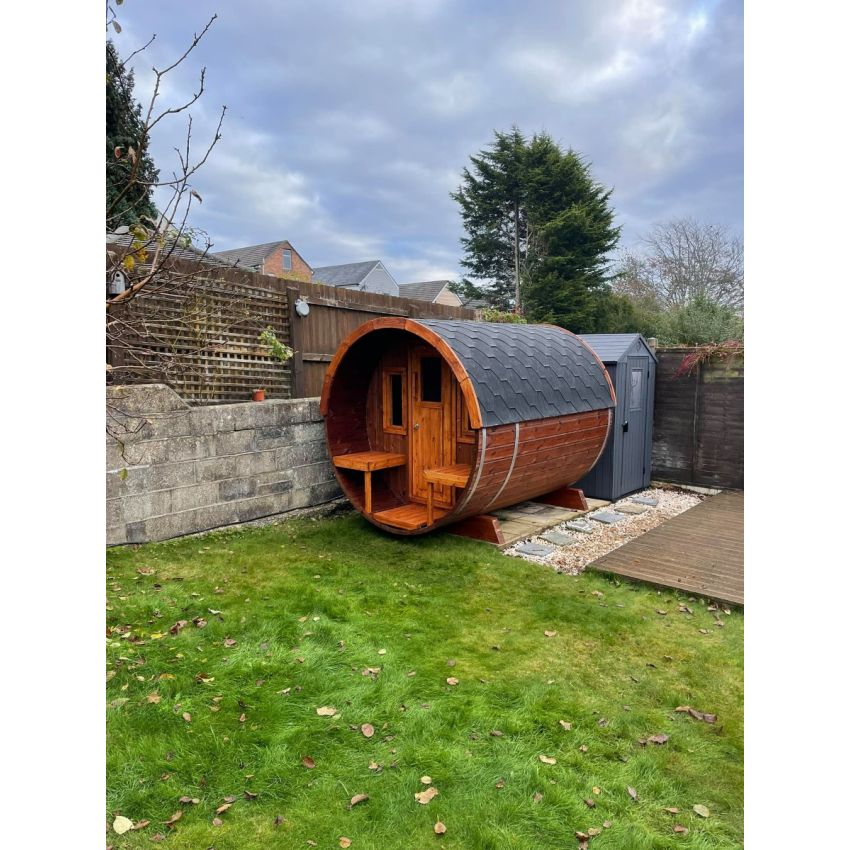 Kaja 280T Barrel Sauna with porch