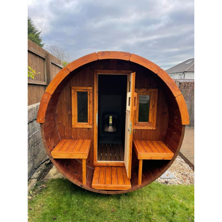 Kaja 280T Barrel Sauna with porch