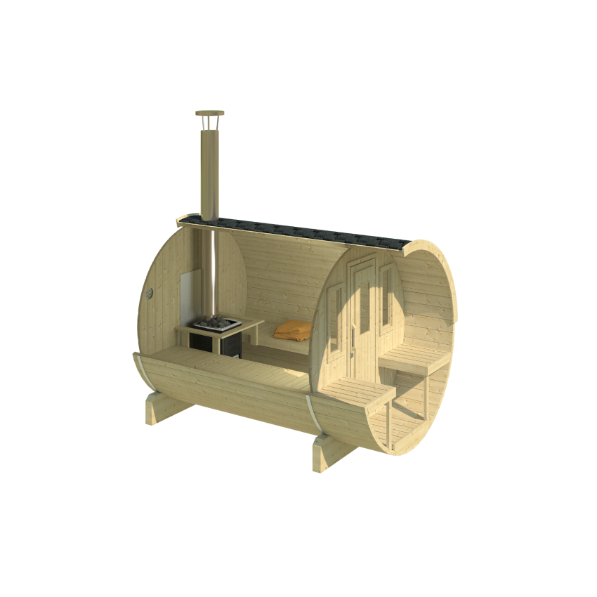 KAJA 250 T Barrel Sauna with Porch