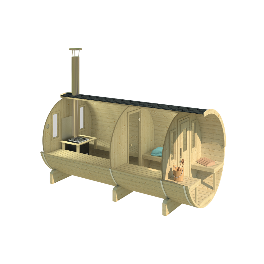 KAJA 400 T Barrel Sauna with Porch