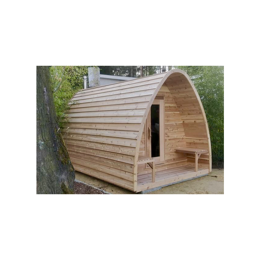 Pod Sauna Red Cedar Knotty L 305 x W 244 CM with Porch on Front 