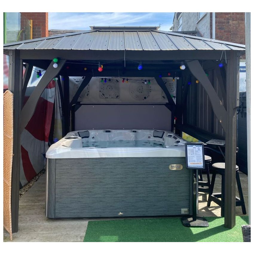 Ex-display Visscher 9x9ft Napa Gazebo with Cabana Kit + Bar & Stool Kit