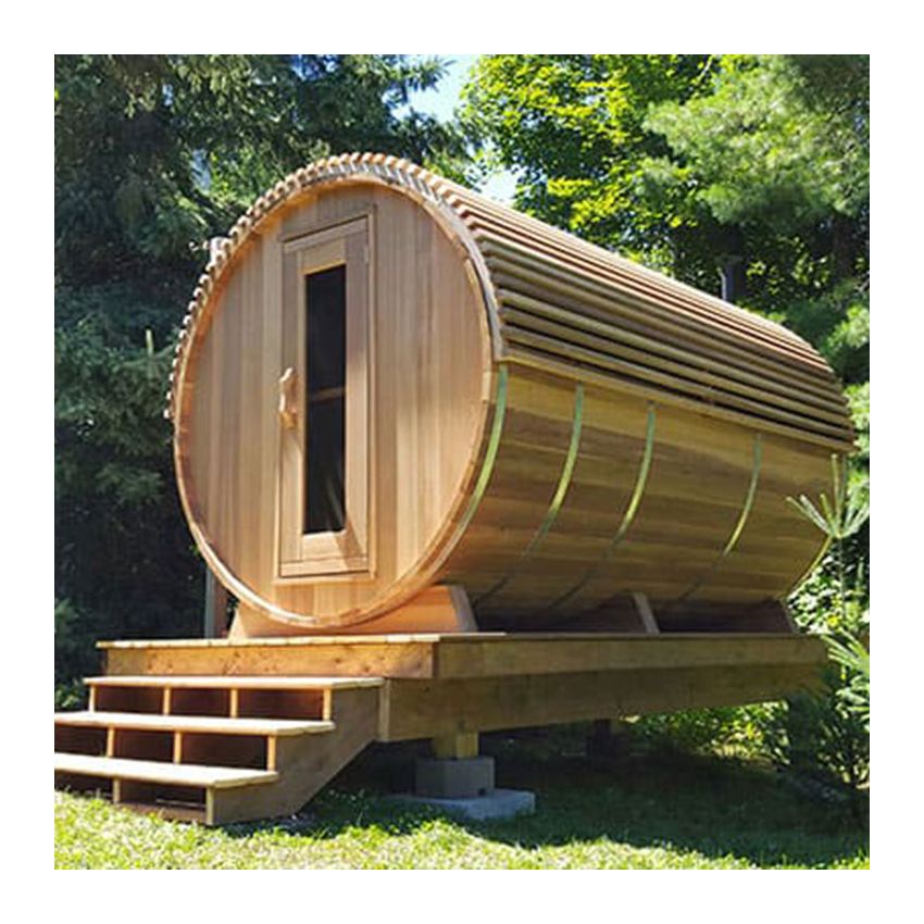 Barrel Sauna Red Cedar Knotty Ø 183 x L 183 cm 