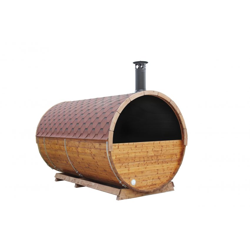 KAJA 400 Deluxe T Barrel Sauna with Half Moon Back & Porch