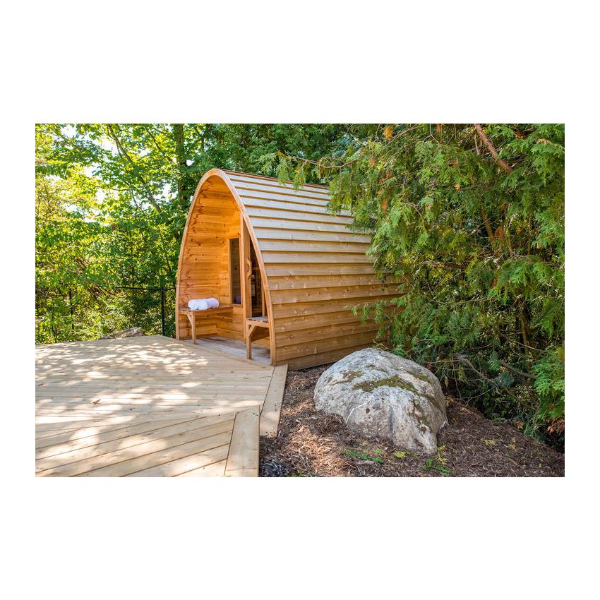 Pod Sauna Red Cedar Knotty L 305 x W 244 CM with Porch on Front 