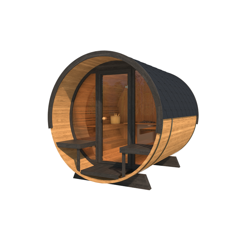 KAJA 280T Deluxe Barrel Sauna with Porch