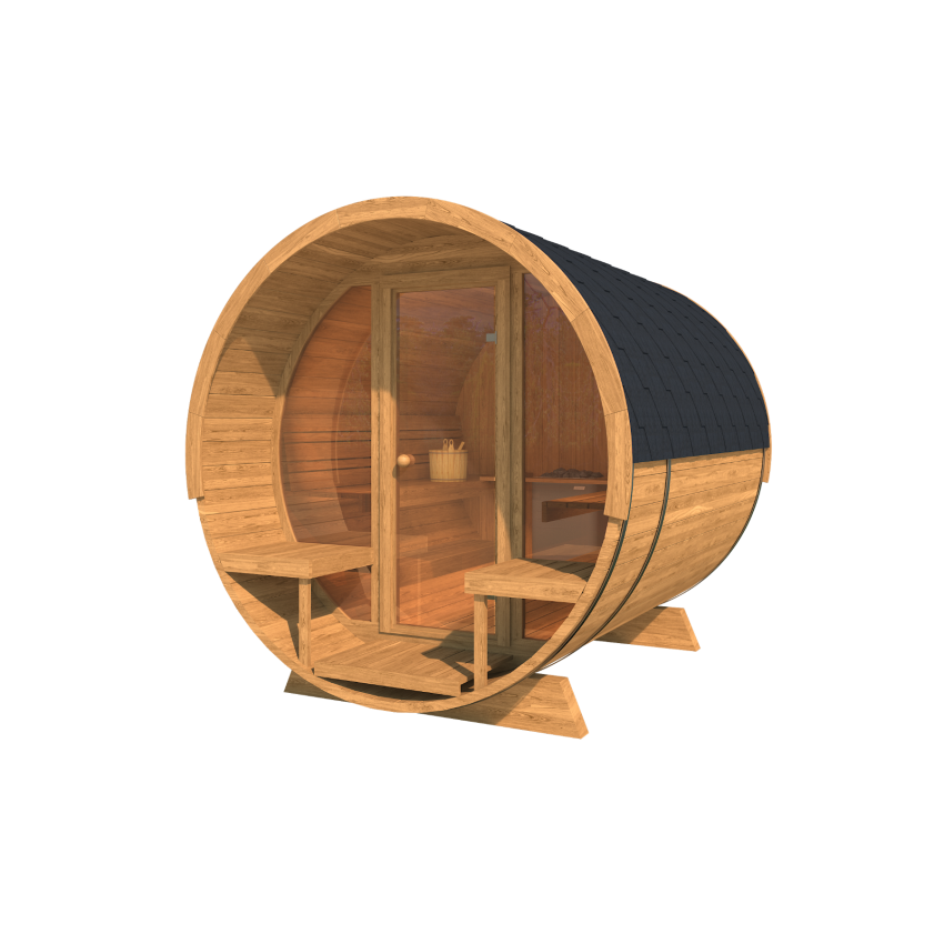 KAJA 280T Deluxe Barrel Sauna with Porch