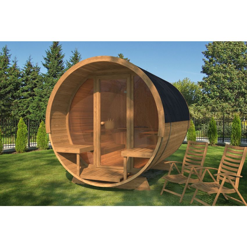 KAJA 280T Deluxe Barrel Sauna with Porch