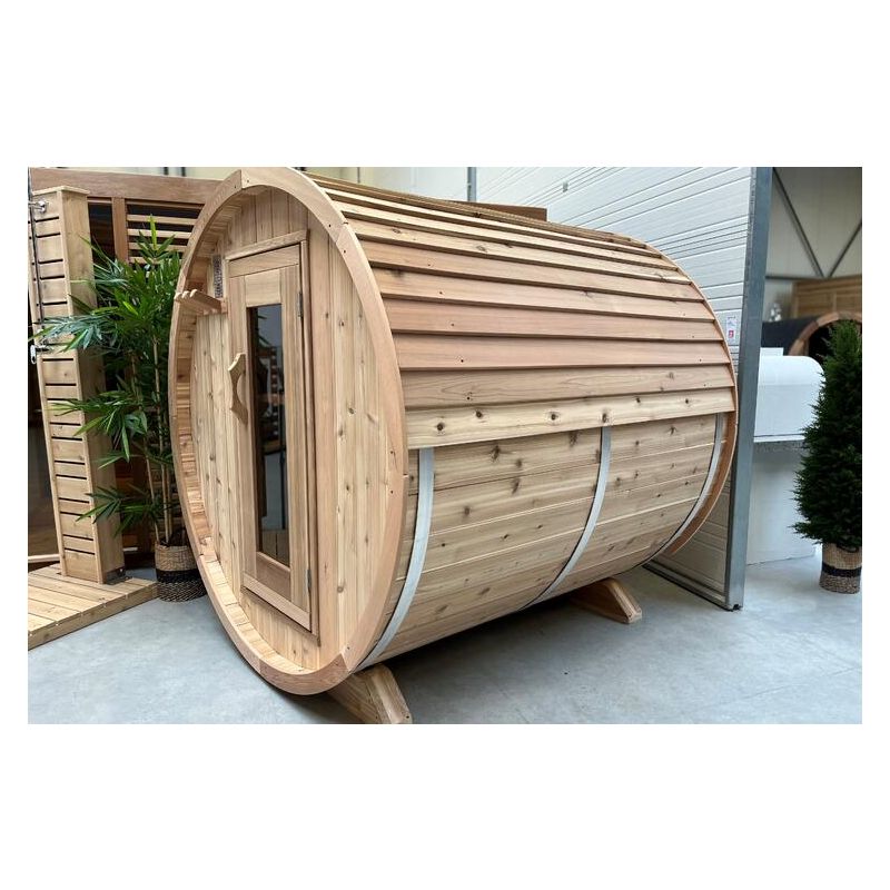 Barrel Sauna Red Cedar Knotty Ø 213 x L 213 cm 
