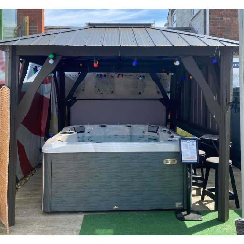 Ex-display Visscher 9x9ft Napa Gazebo with Cabana Kit + Bar & Stool Kit