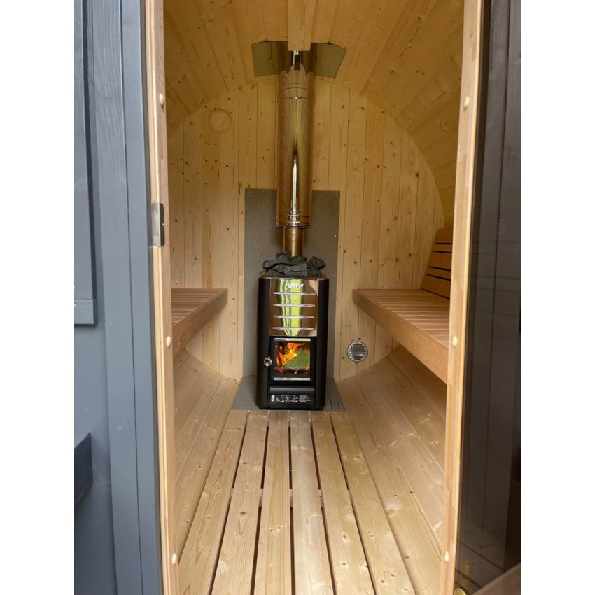 Kaja 280T Barrel Sauna with porch