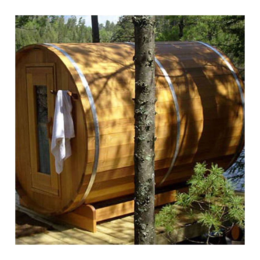 Barrel Sauna Red Cedar Knotty Ø 183 x L 183 cm 