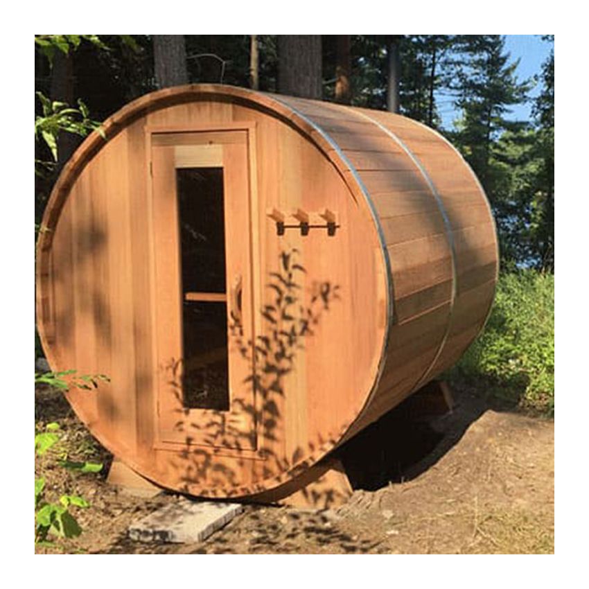 Barrel Sauna Red Cedar Knotty Ø 183 x L 183 cm 