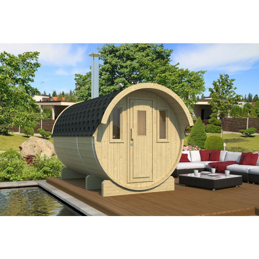KAJA 330 OT Barrel Sauna with Overhang