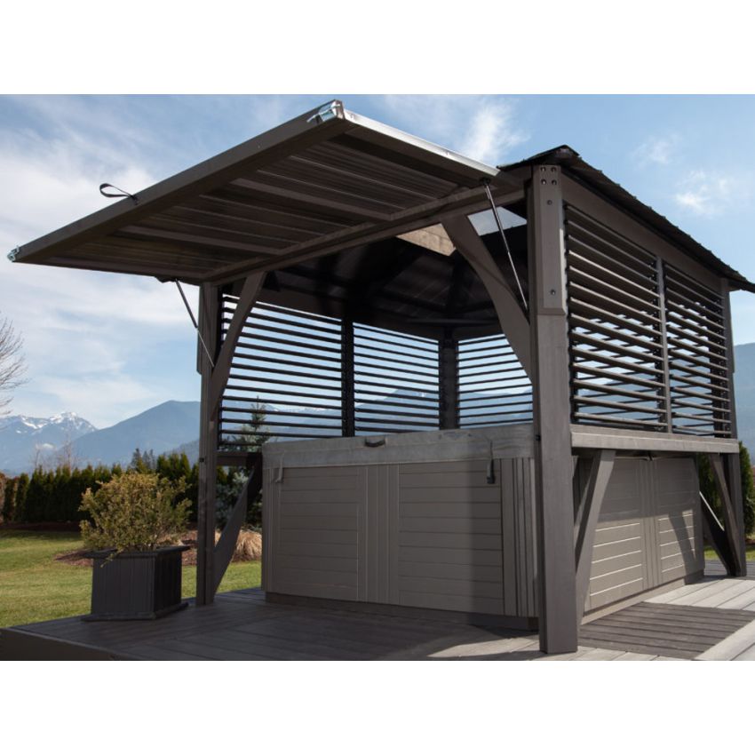 Ex-display Visscher 9x9ft Napa Gazebo with Cabana Kit + Bar & Stool Kit