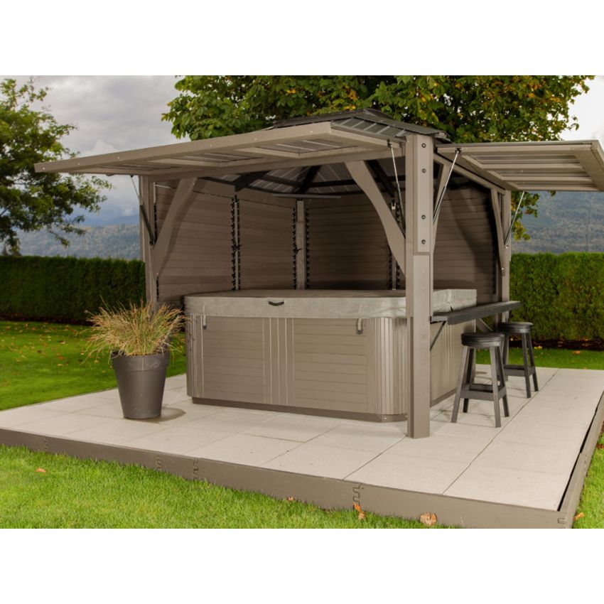 Ex-display Visscher 9x9ft Napa Gazebo with Cabana Kit + Bar & Stool Kit