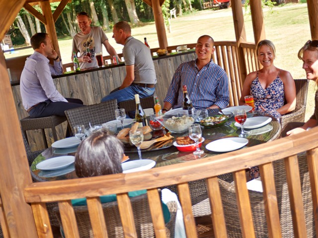 The Supreme gazebo has generous seating for up to 12 people