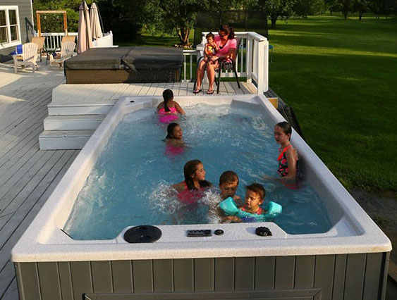 family is swim spa showing versatility