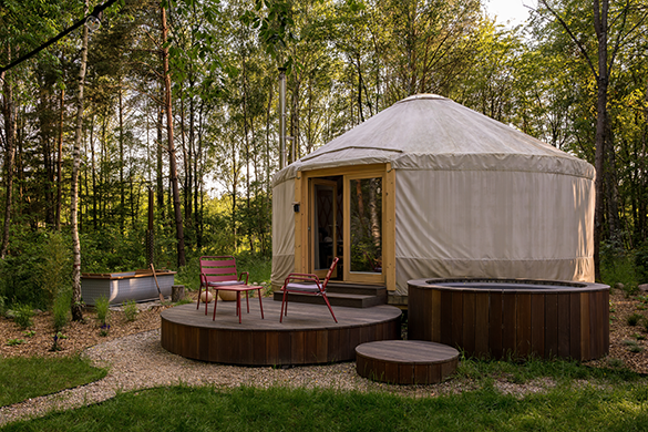 hot tub heating in the woods