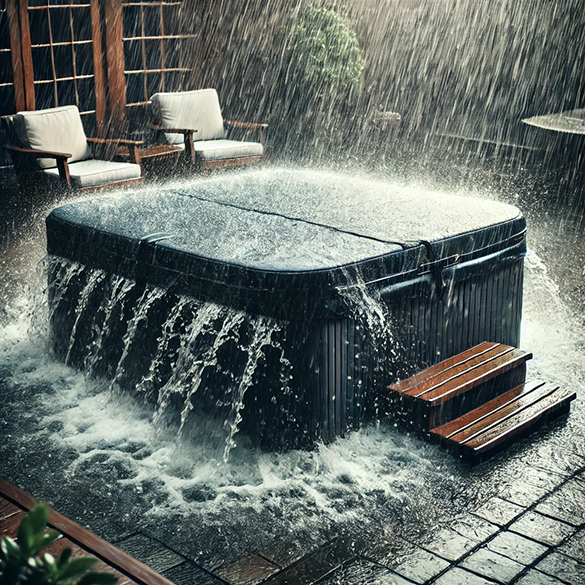 hot tub cover protecting from weather