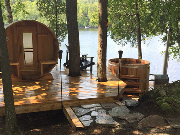 image of outdoor sauna with view