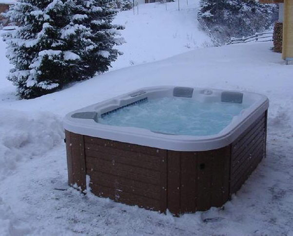 insulated hot tub in snow